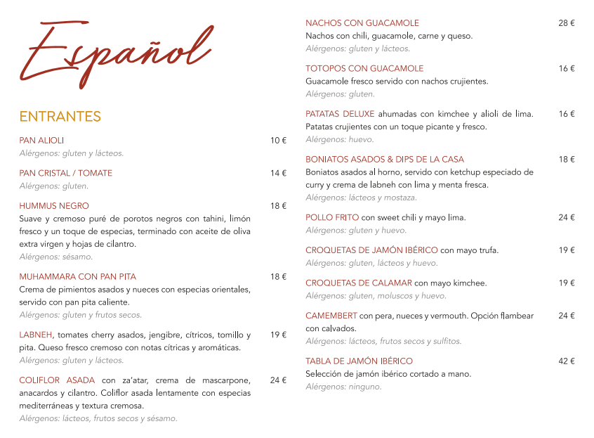 español entrantes